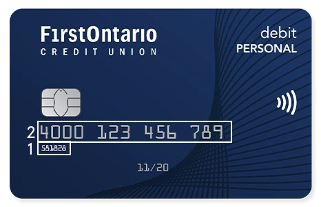 FirstOntario Flash Debit Card with Card Numbers Highlighted
